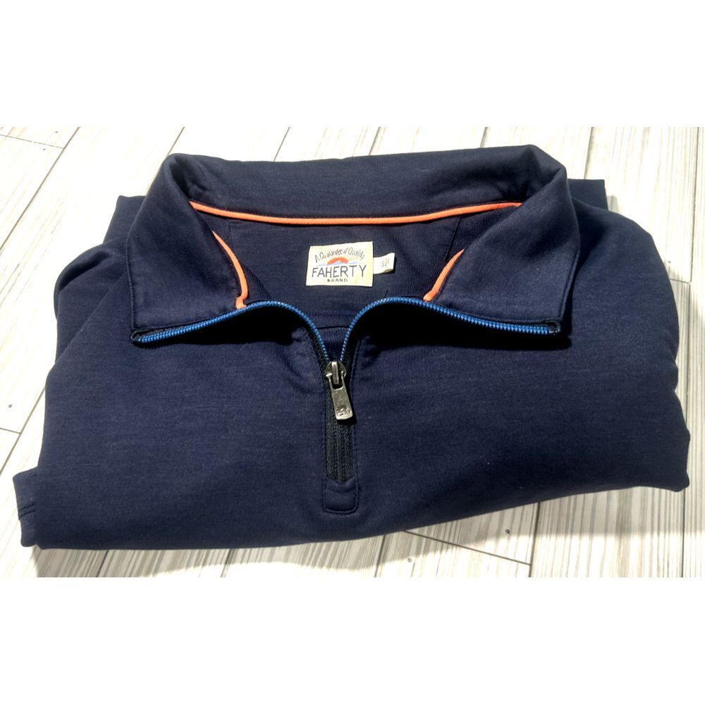 Faherty Mens Size SMALL Movement 1/4 Zip Pullover Performance‎ Stretch Navy Blue